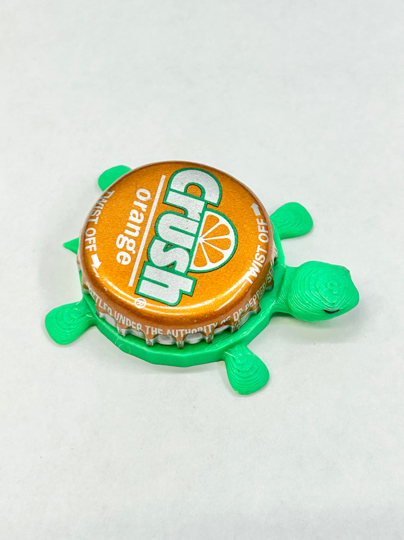 Orange Crush Soda - Bottle Cap Magnet Turtle Shell Shocked Art