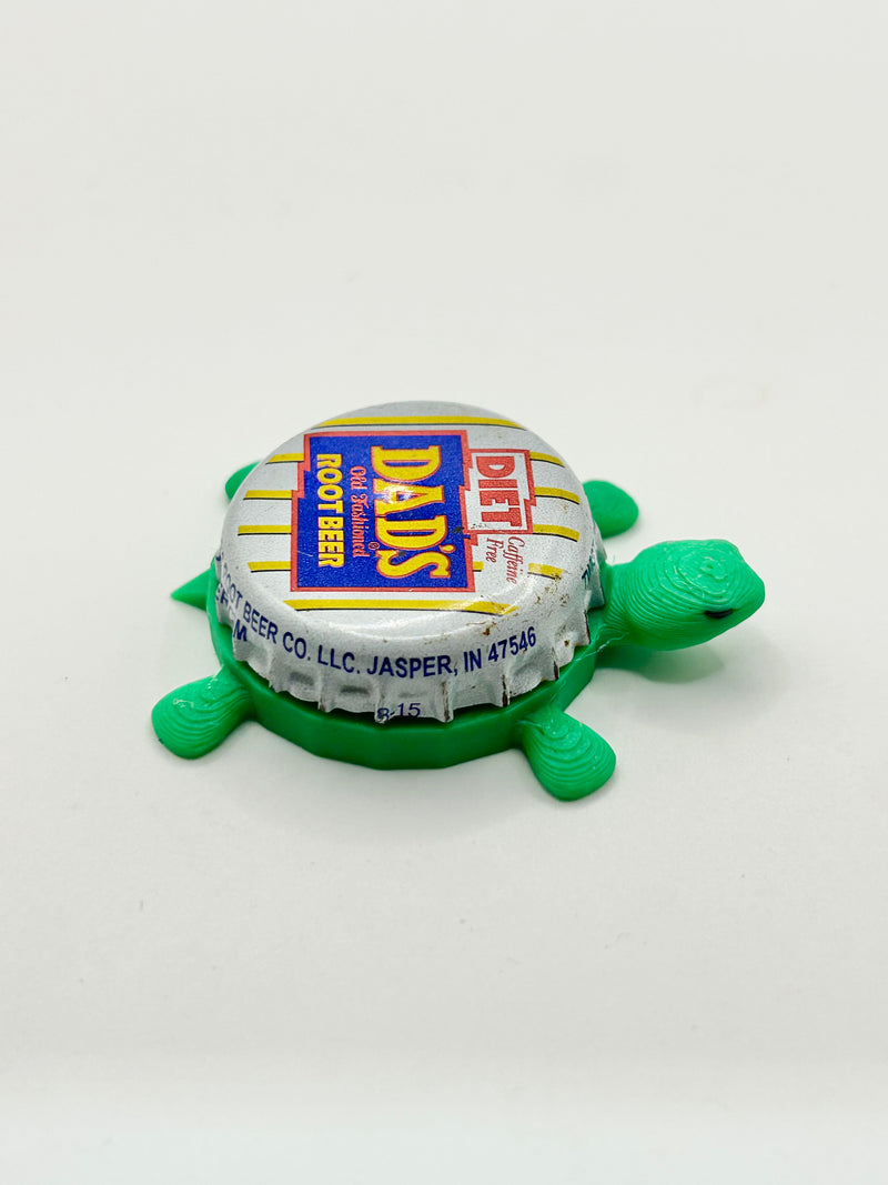 Dad’s Diet Root Beer - Bottle Cap Magnet Turtle Shell Shocked Art