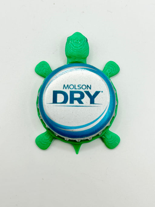 Molson Dry - Bottle Cap Magnet Turtle Shell Shocked Art