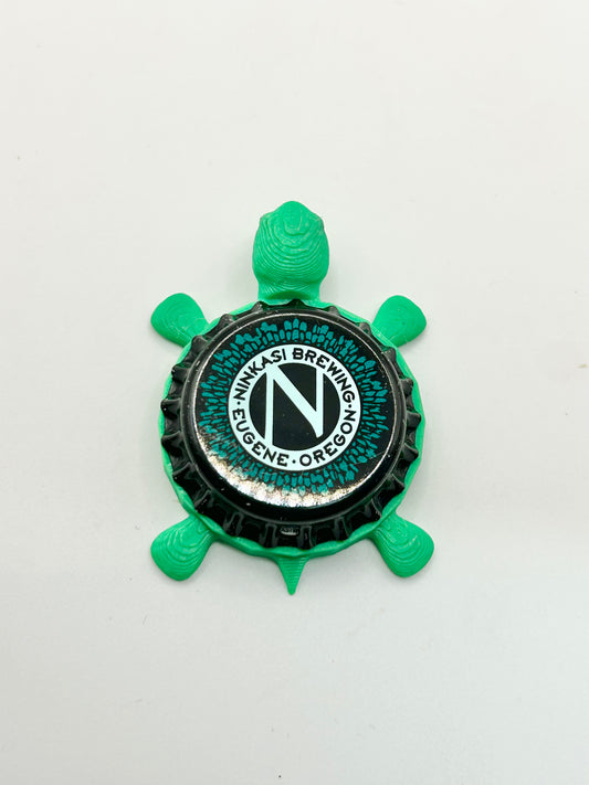 Ninkasi Brewing (Green Border) - Bottle Cap Magnet Turtle