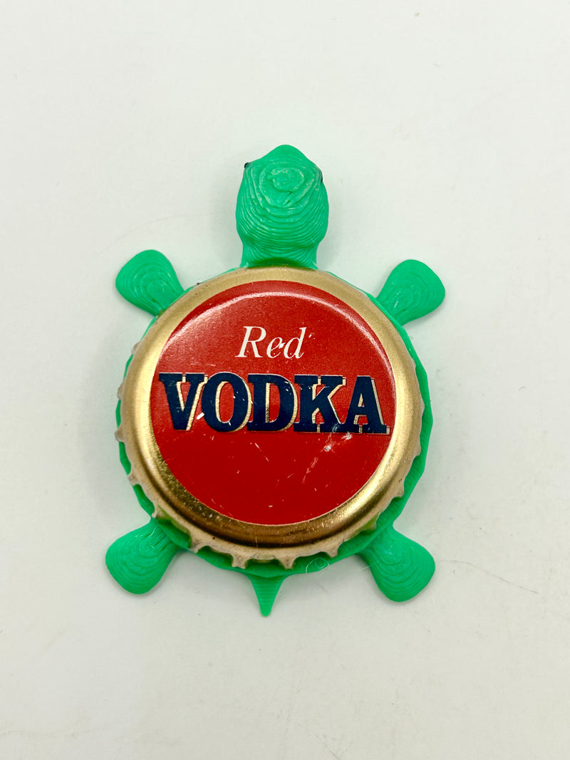 Red Vodka - Bottle Cap Magnet Turtle Shell Shocked Art