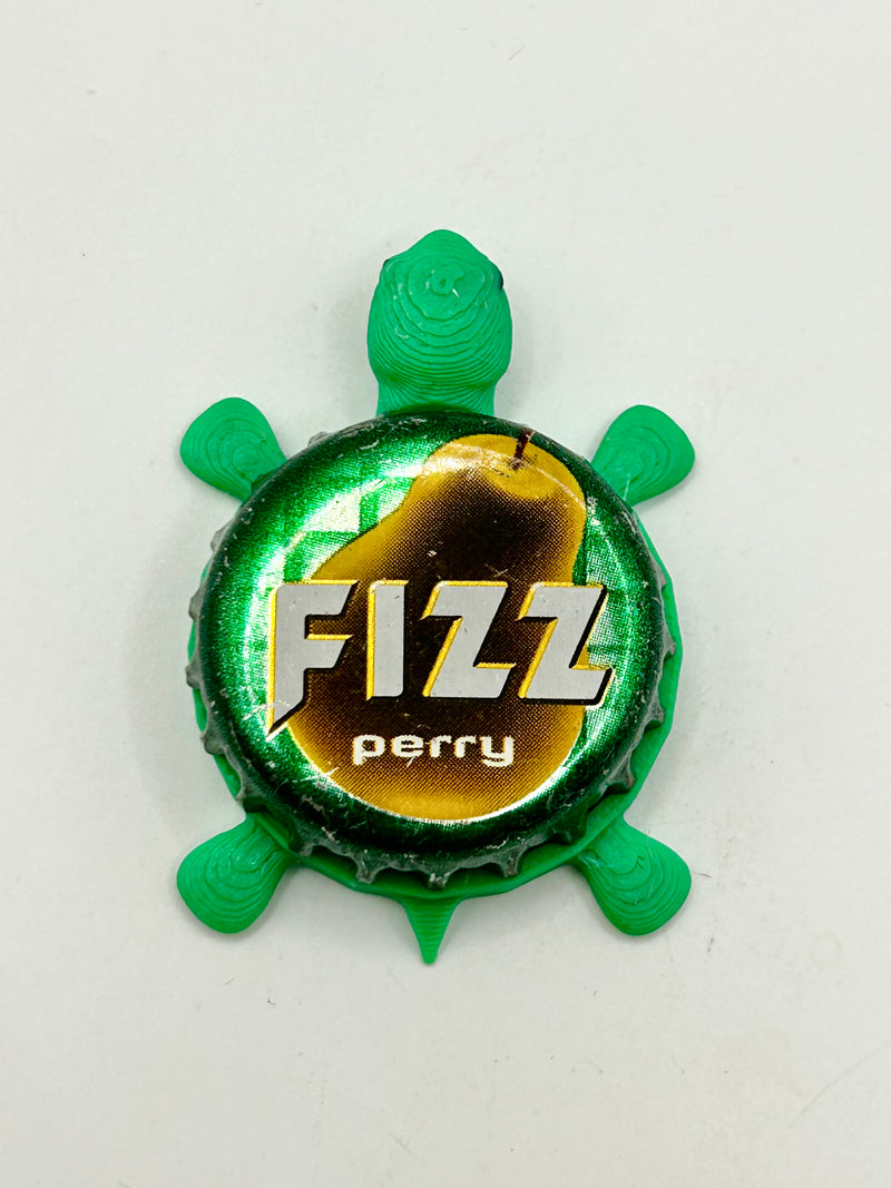 Fizz Perry - Bottle Cap Magnet Turtle Shell Shocked Art