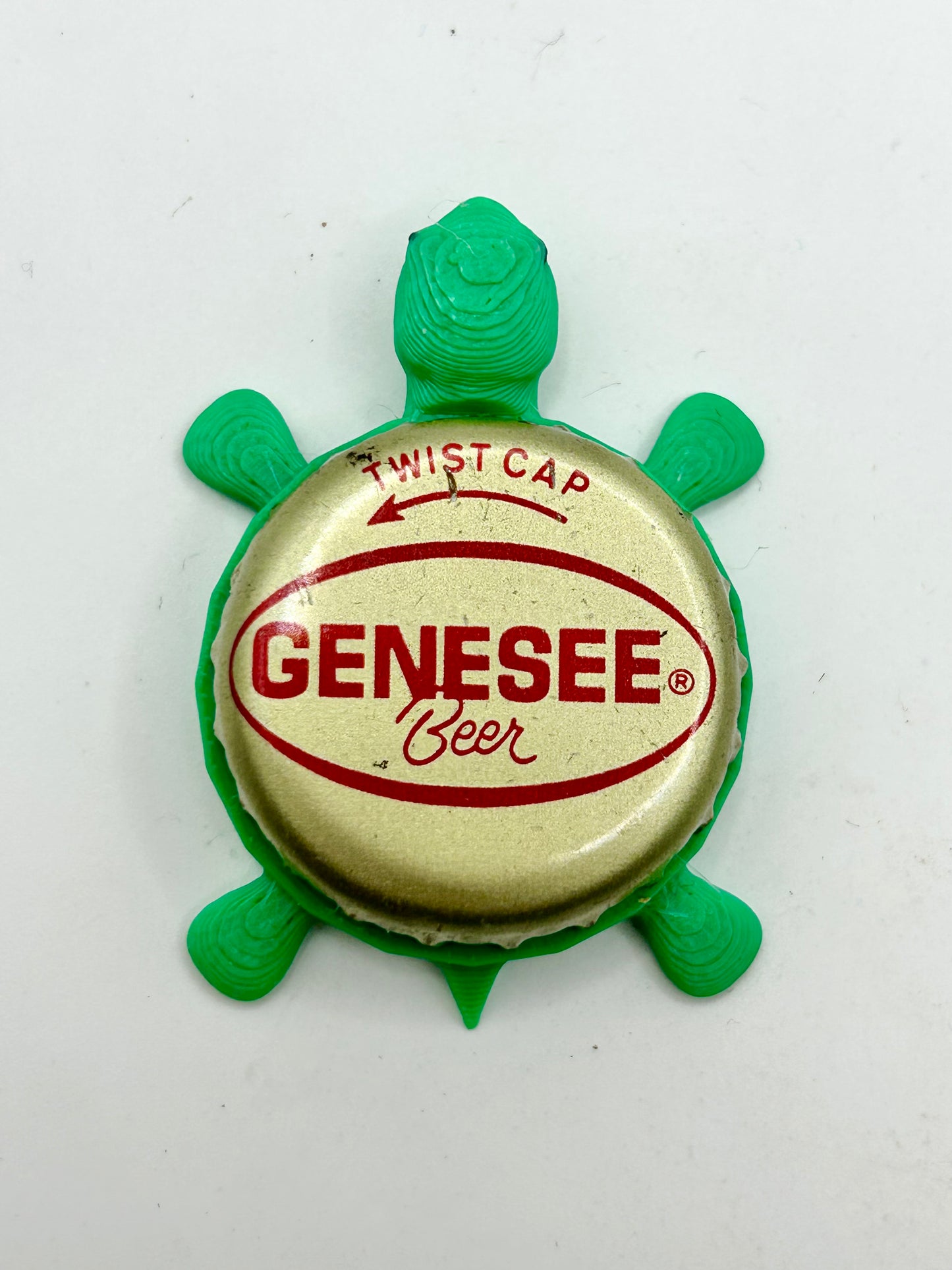 Genesee Beer (Red) - Bottle Cap Magnet Turtle Shell Shocked Art