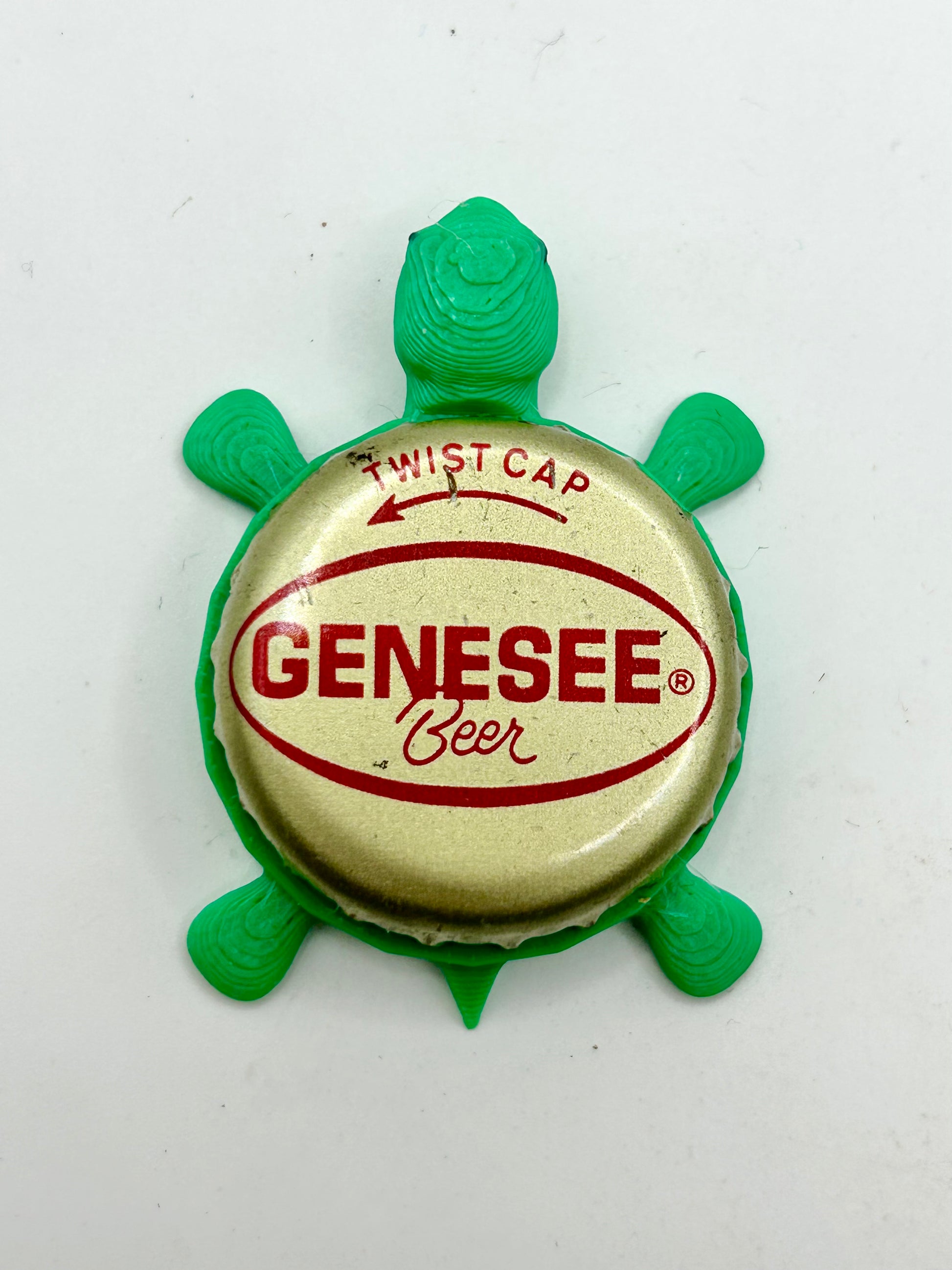 Genesee Beer (Red) - Bottle Cap Magnet Turtle Shell Shocked Art