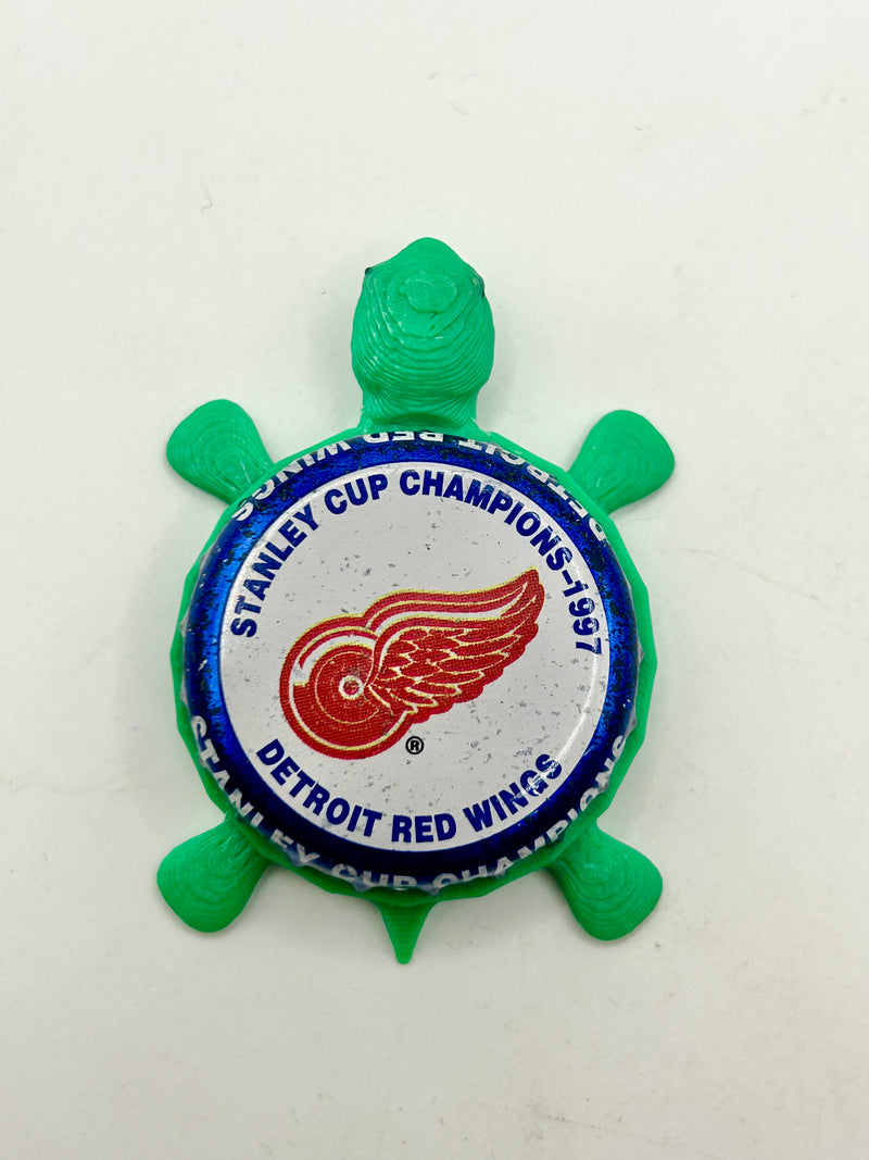 Detroit Red Wings Stanley Cup Champions (1997) - Bottle Cap Magnet Turtle Shell Shocked Art