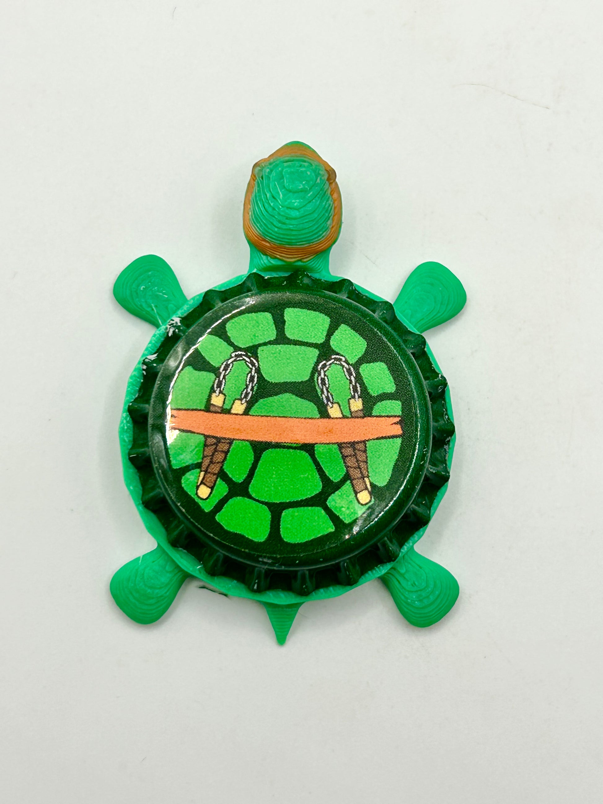 Michaelangelo TMNT (Weapons) - Bottle Cap Magnet Turtle Shell Shocked Art