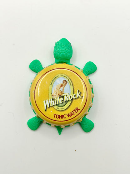White Rock Tonic Water - Bottle Cap Magnet Turtle Shell Shocked Art