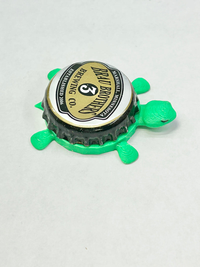 Brau Brothers Brewing - Bottle Cap Magnet Turtle Shell Shocked Art