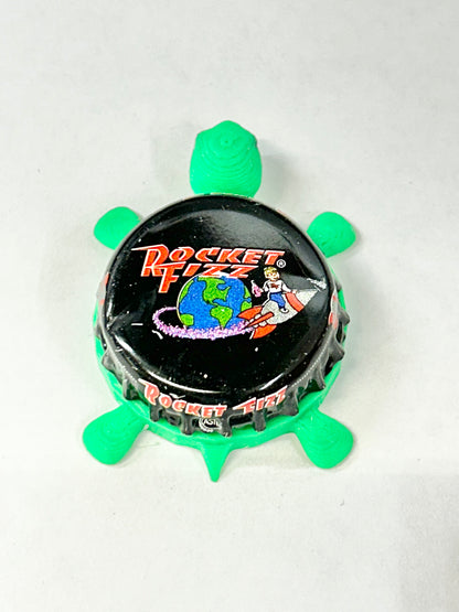 Rocket Fizz Soda - Bottle Cap Magnet Turtle Shell Shocked Art