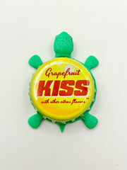 Kiss Grapefruit- Bottle Cap Magnet Turtle Shell Shocked Art