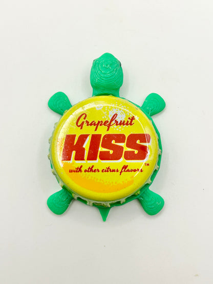 Kiss Grapefruit- Bottle Cap Magnet Turtle Shell Shocked Art