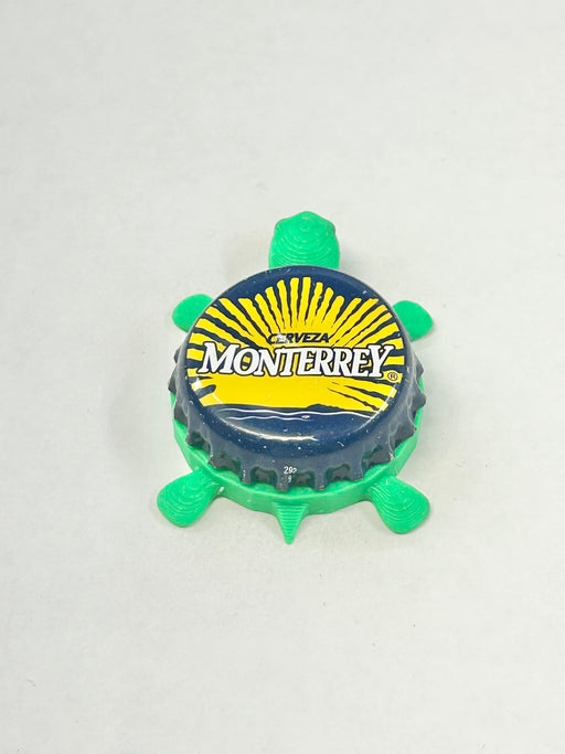 Monterrey Cerveza (Yellow) - Bottle Cap Magnet Turtle Shell Shocked Art