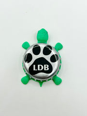 Laughing Dog Brewing - Bottle Cap Magnet Turtle Shell Shocked Art
