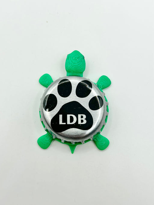Laughing Dog Brewing - Bottle Cap Magnet Turtle Shell Shocked Art