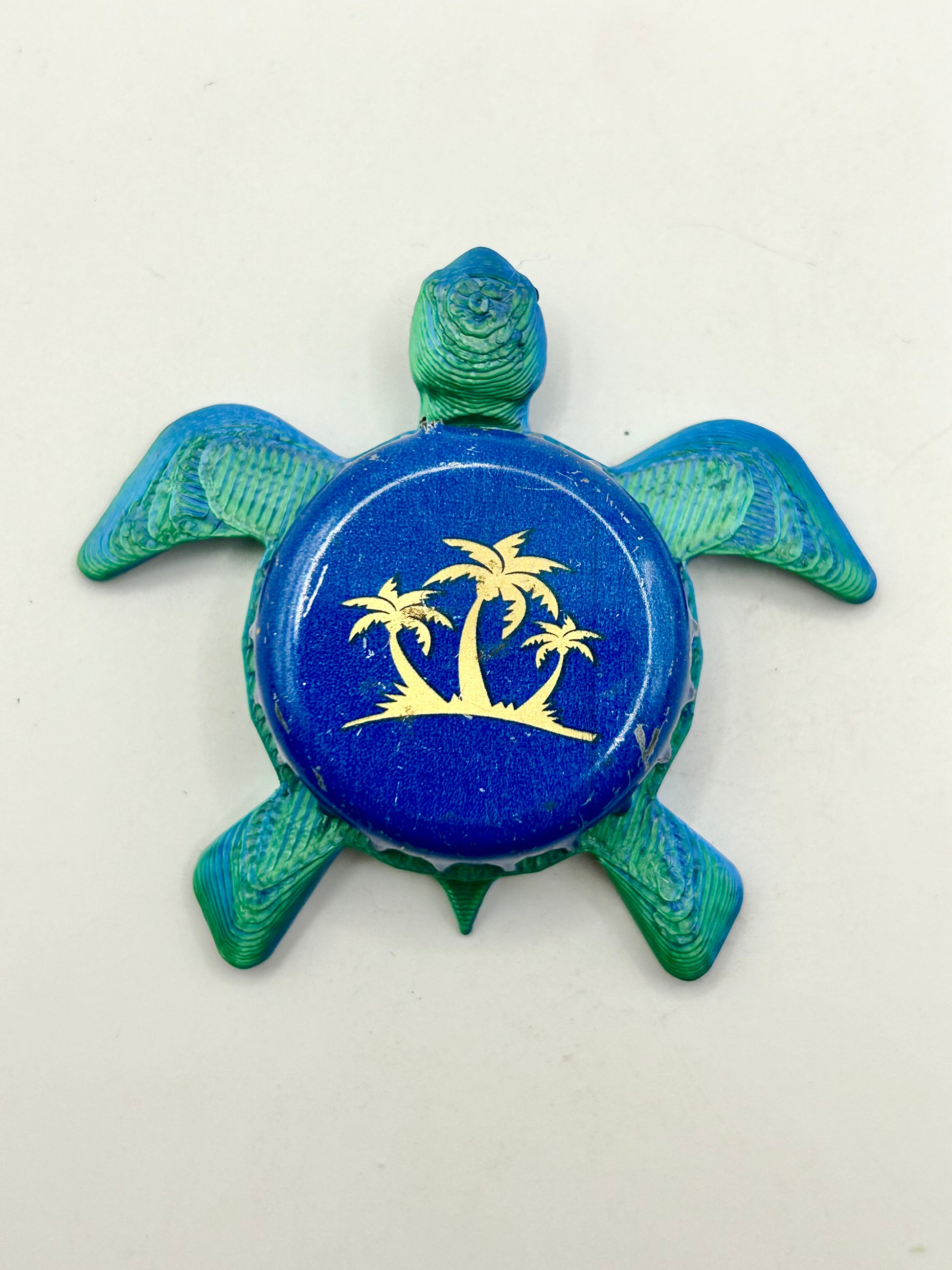 Seagrams (3 Palm Trees) - Sea Turtle Bottle Cap Magnet Shell Shocked Art