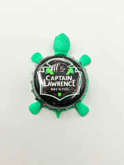 Captain Lawrence Brewing (Vintage) - Bottle Cap Magnet Turtle Shell Shocked Art
