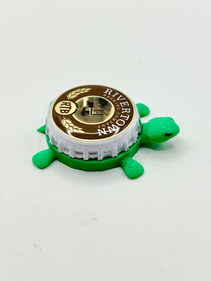 Rivertown Brewing - Bottle Cap Magnet Turtle Shell Shocked Art