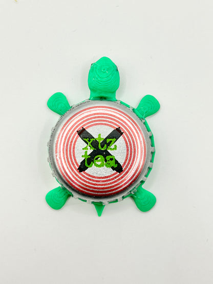 XTZ Tea - Bottle Cap Magnet Turtle Shell Shocked Art