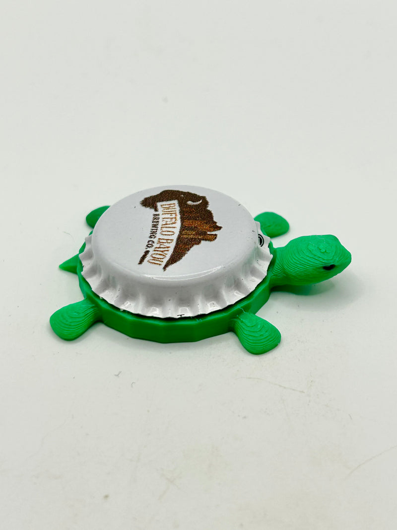 Buffalo Bayou Brewing - Bottle Cap Magnet Turtle Shell Shocked Art