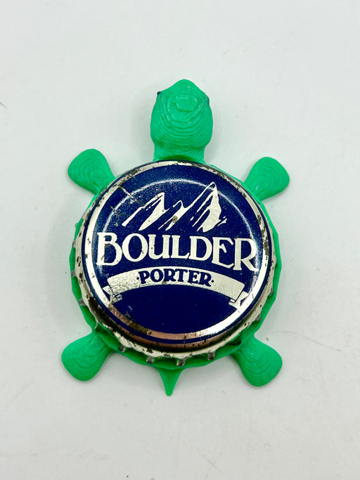 Boulder Beer (Vintage Blue, Porter) - Bottle Cap Magnet Turtle Shell Shocked Art