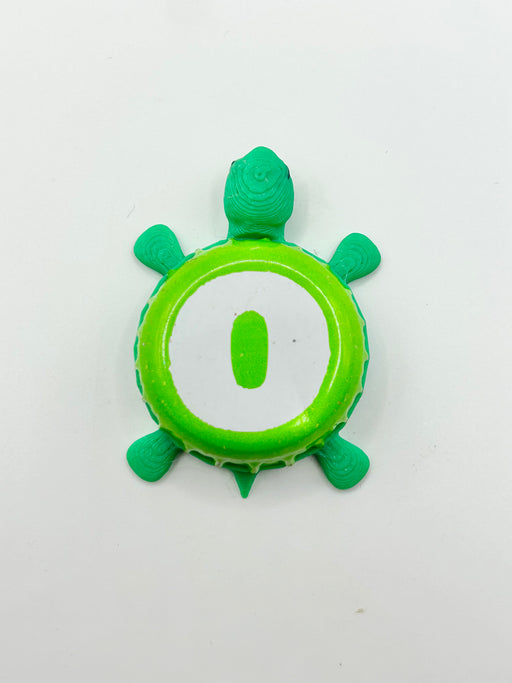 Omission Beer (Lime Green) - Bottle Cap Magnet Turtle Shell Shocked Art