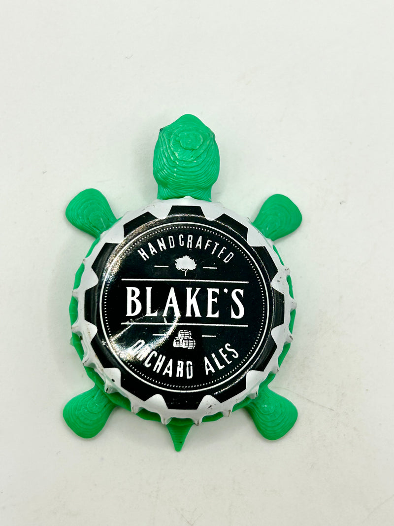 Blake’s Orchard Ales - Bottle Cap Magnet Turtle Shell Shocked Art
