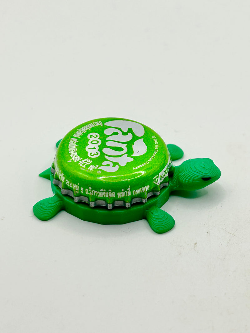 Fanta Lime Green 2013 - Bottle Cap Magnet Turtle Shell Shocked Art