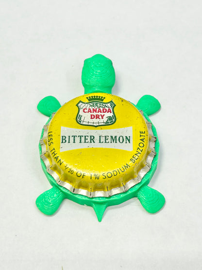 Canada Dry Bitter Lemon Soda - Bottle Cap Magnet Turtle Shell Shocked Art
