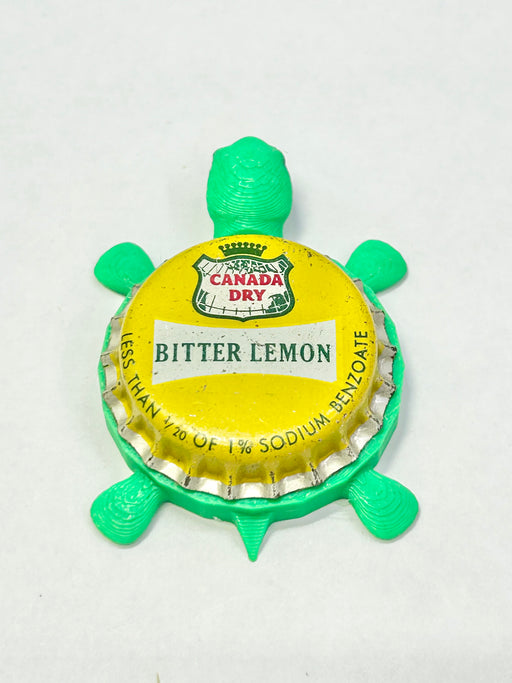 Canada Dry Bitter Lemon Soda - Bottle Cap Magnet Turtle Shell Shocked Art