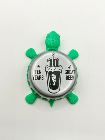 Foothills Brewery (10 Year Anniversary) - Bottle Cap Magnet Turtle Shell Shocked Art