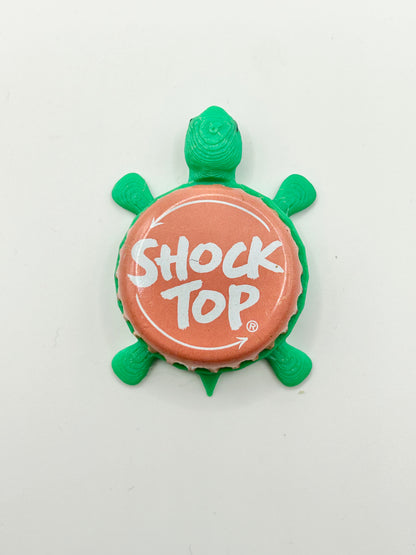 Shock Top (Coral, Text Only) - Bottle Cap Magnet Turtle Shell Shocked Art