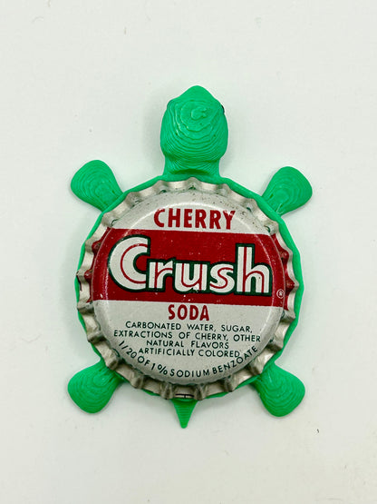 Crush Cherry Soda (Vintage) - Bottle Cap Magnet Turtle