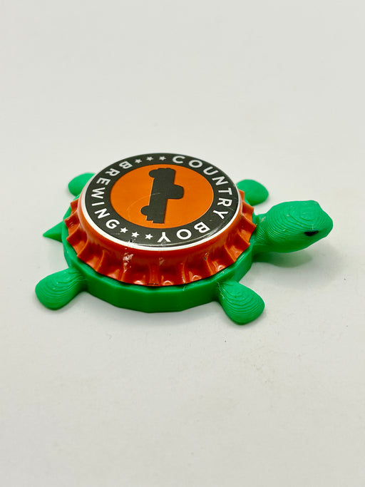 Country Boy Brewing - Bottle Cap Magnet Turtle Shell Shocked Art