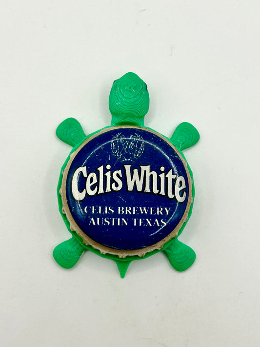 Celis White Beer (Blue) - Bottle Cap Magnet Turtle