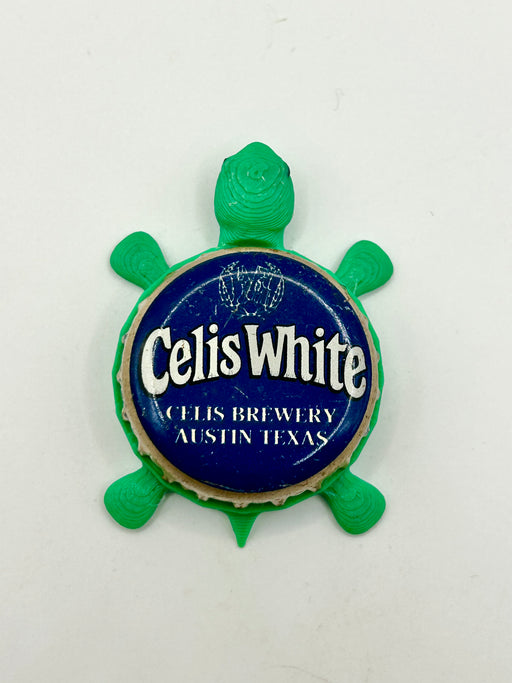 Celis White Beer (Blue) - Bottle Cap Magnet Turtle Shell Shocked Art
