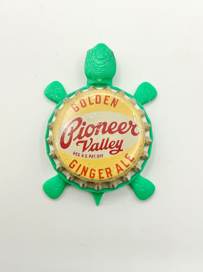 Pioneer Valley Ginger Ale Soda (Vintage) - Bottle Cap Magnet Turtle Shell Shocked Art