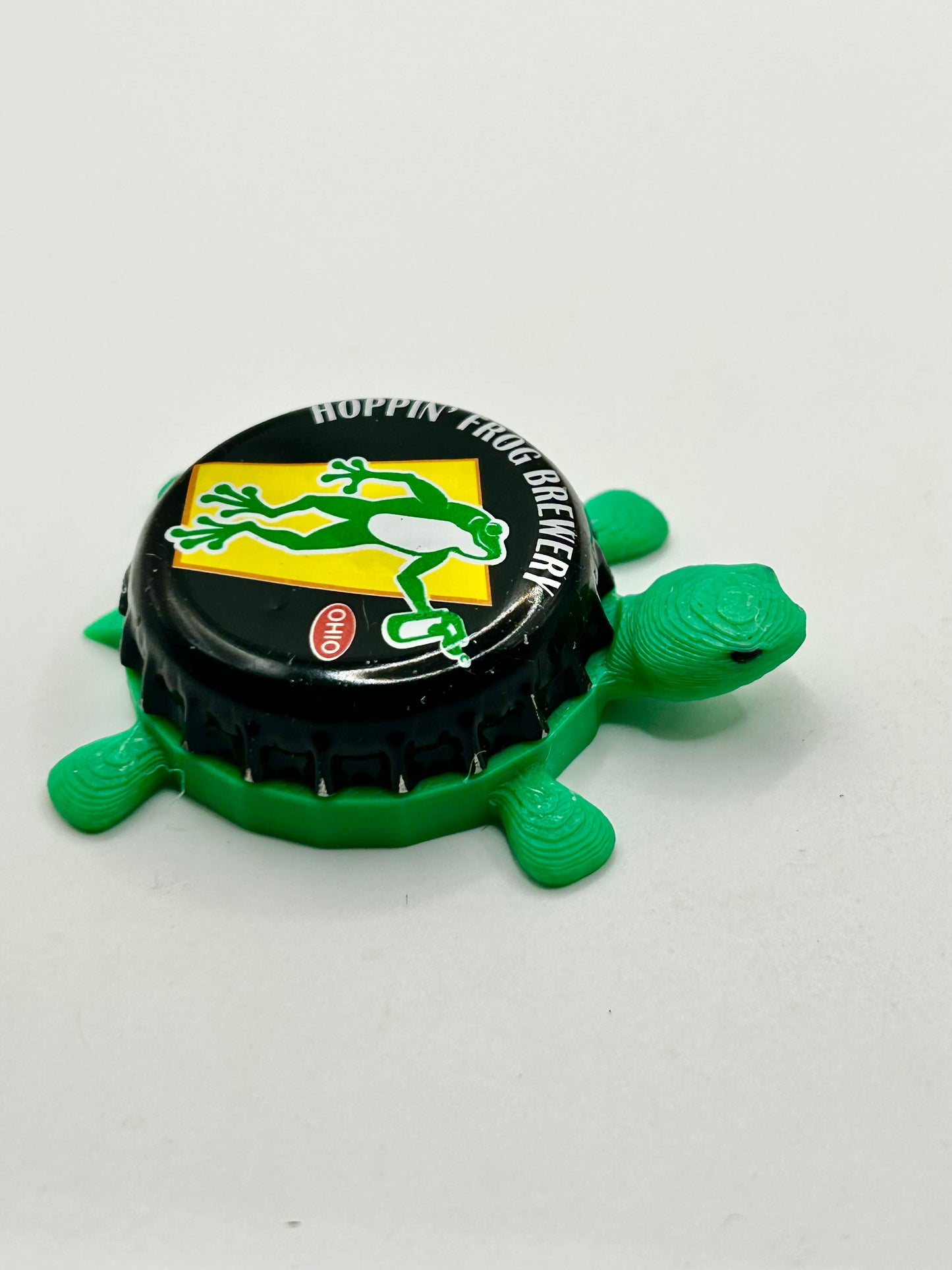 Hoppin’ Frog Brewery (Black) - Bottle Cap Magnet Turtle Shell Shocked Art