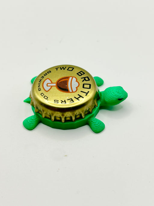 Two Brothers Brewing (Vintage) - Bottle Cap Magnet Turtle Shell Shocked Art