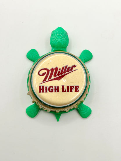 Miller High Life (Vintage) - Bottle Cap Magnet Turtle Shell Shocked Art