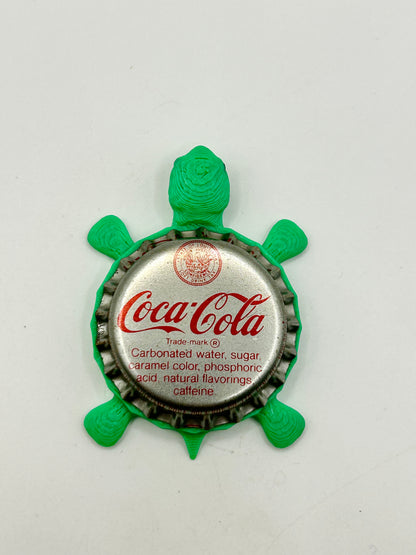Coca Cola (Louisiana State) - Bottle Cap Magnet Turtle Shell Shocked Art