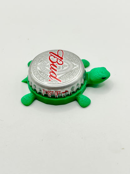Bud (Budweiser, Red Text) - Bottle Cap Magnet Turtle Shell Shocked Art