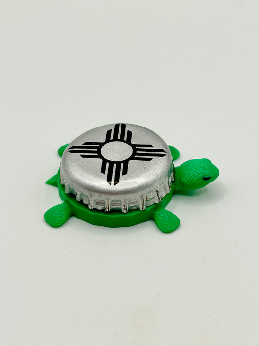 Santa Fe Brewing (Silver) - Bottle Cap Magnet Turtle
