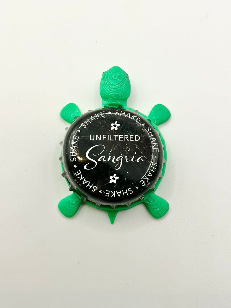 Sangria Unfiltered - Bottle Cap Magnet Turtle Shell Shocked Art