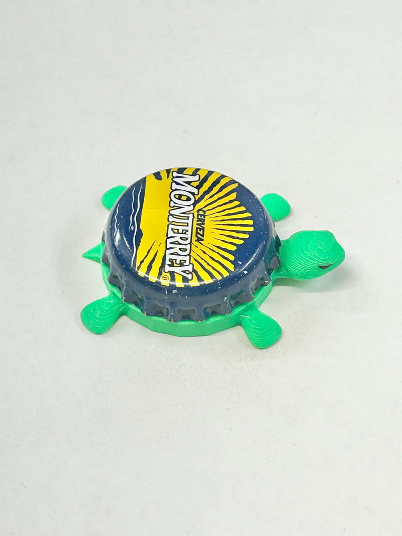 Monterrey Cerveza (Yellow) - Bottle Cap Magnet Turtle Shell Shocked Art