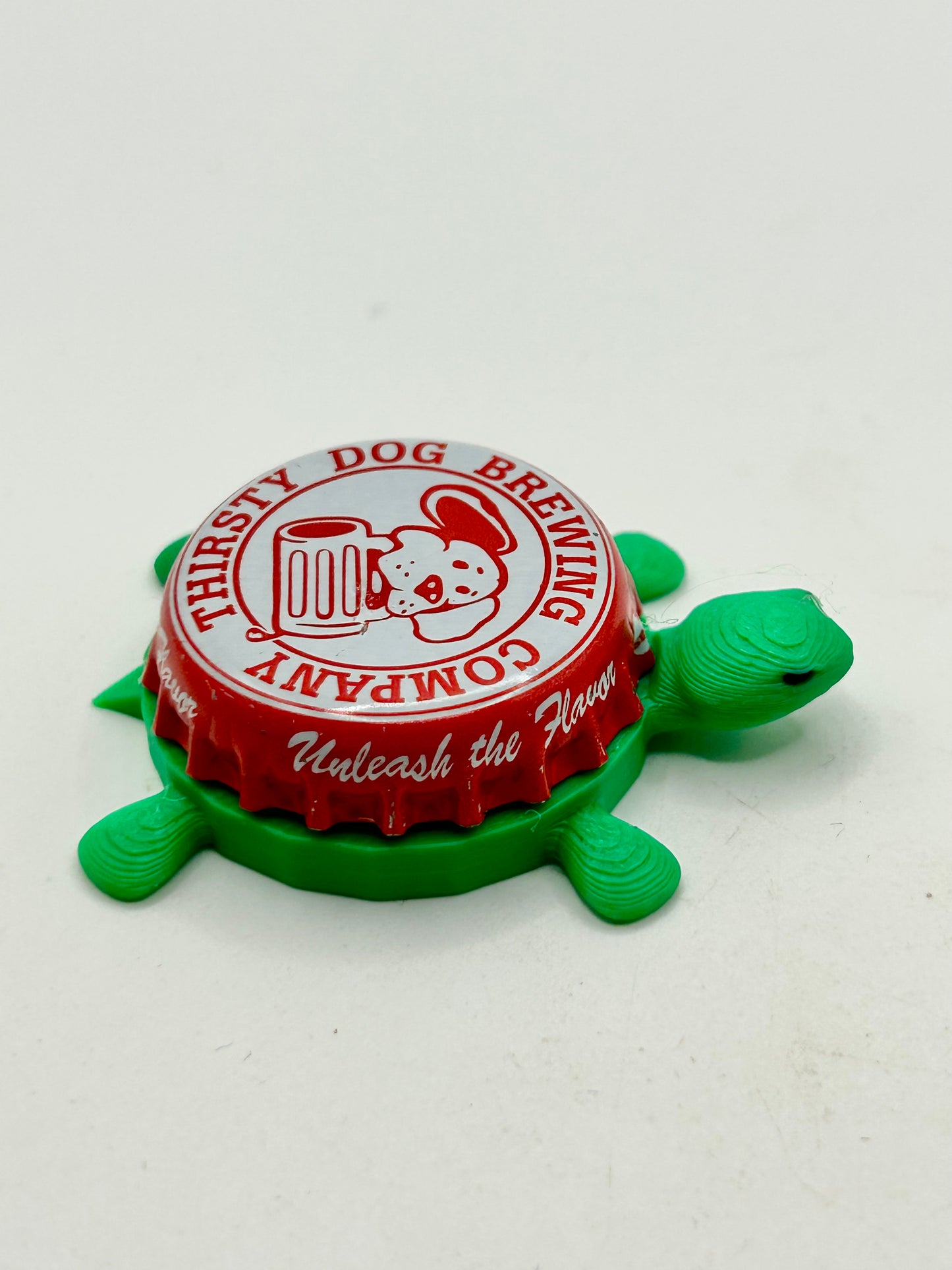 Thirsty Dog Brewing Co. (Red) - Bottle Cap Magnet Turtle Shell Shocked Art