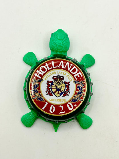 Hollande Lager Beer - Bottle Cap Magnet Turtle Shell Shocked Art