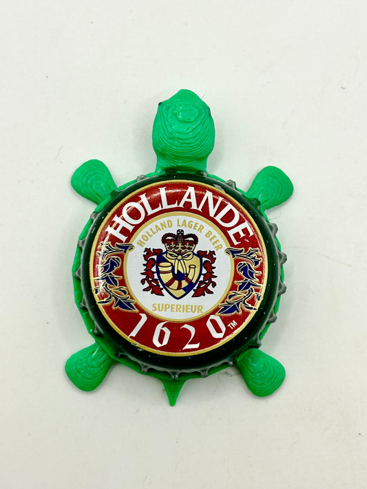 Hollande Lager Beer - Bottle Cap Magnet Turtle Shell Shocked Art