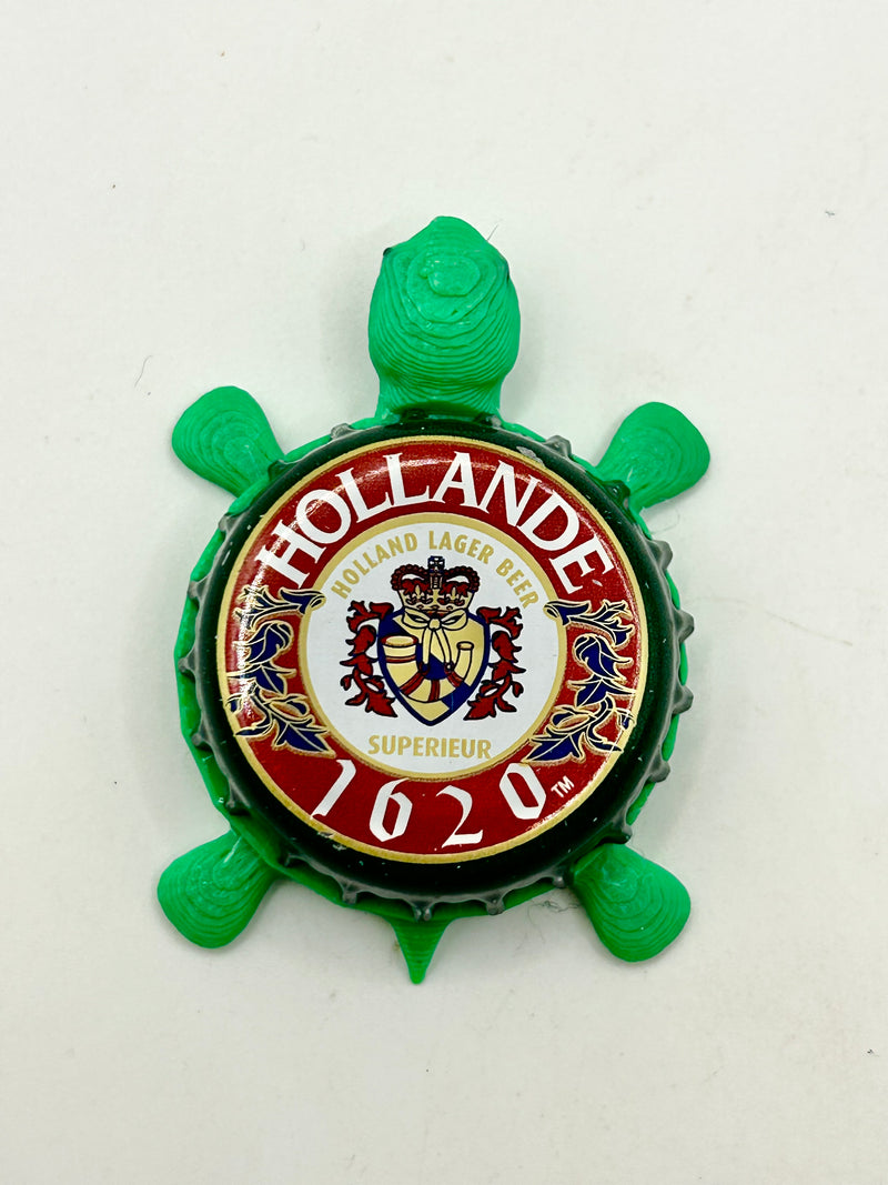 Hollande Lager Beer - Bottle Cap Magnet Turtle Shell Shocked Art
