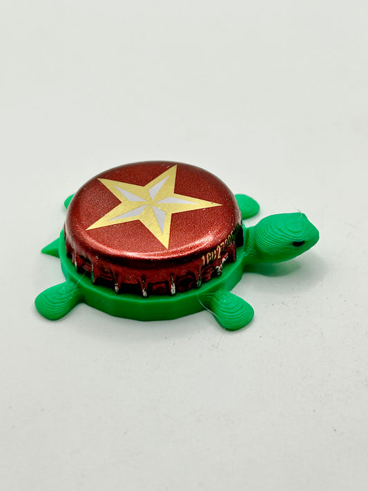 Lone Star Beer (Dark Red) - Bottle Cap Magnet Turtle Shell Shocked Art