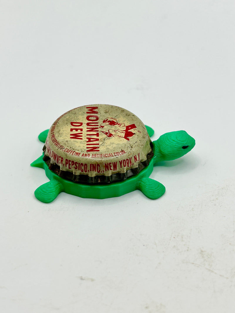 Mountain Dew (Vintage Moonshiner, White) - Bottle Cap Magnet Turtle Shell Shocked Art